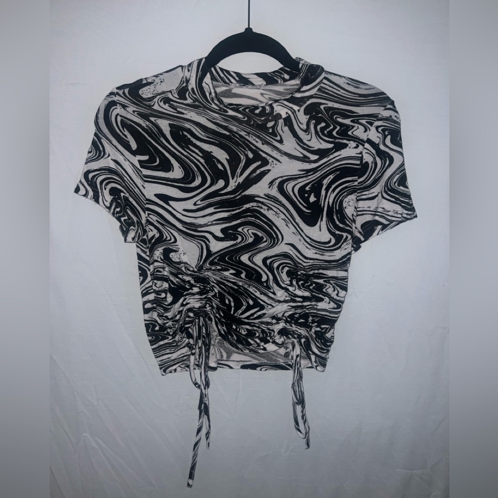 Black & White Marble Tie Crop Top